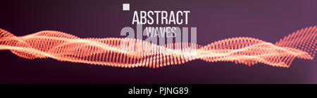 Music Waves Abstract Sound Background Vector. Dot Particle Wave. Visual Sound Or Information Complexity. Illustration Stock Vector