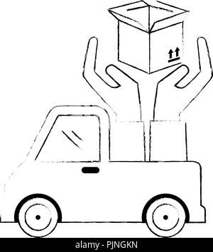 delivery service truck with hands protection Stock Vector