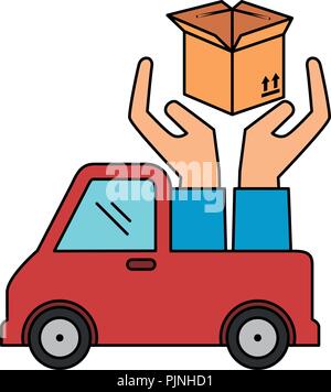delivery service truck with hands protection Stock Vector