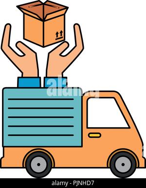 delivery service truck with hands protection Stock Vector