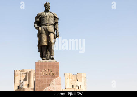 The monument to the Turco-Mongol conqueror Amir Timur in Shahrisabz, Uzbekistan. Stock Photo