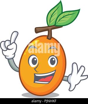 Finger sweet yellow plum isolated on mascot Stock Vector