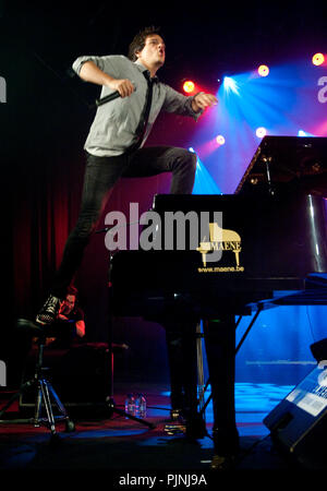 British singer Jamie Cullum in concert at the Jazz Middelheim festival in Antwerp (Belgium, 14/08/2011) Stock Photo