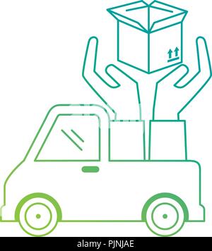 delivery service truck with hands protection Stock Vector