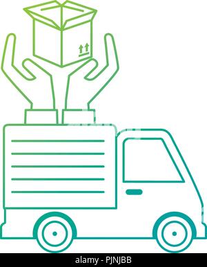 delivery service truck with hands protection Stock Vector