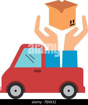 delivery service truck with hands protection Stock Vector