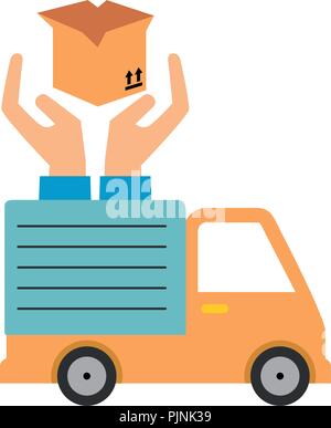 delivery service truck with hands protection Stock Vector