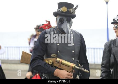 Eastbourne, UK. 8th September 2018.  People enjoy the annual steampunk festival on the seafront today in Eastbourne,East Sussex,Uk Credit: Ed Brown/Alamy Live News Stock Photo