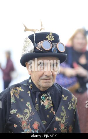 Eastbourne, UK. 8th September 2018.  People enjoy the annual steampunk festival on the seafront today in Eastbourne,East Sussex,Uk Credit: Ed Brown/Alamy Live News Stock Photo