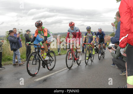 Nottingham,UK, 08 September,2018. Lead group of breakaway riders climb Bank Hill near Woodborough on stage 7 of the Tour of Britain. Credit: Peter Hatter/Alamy Live News Credit: Peter Hatter/Alamy Live News Stock Photo