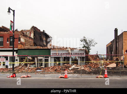 Syracuse, New York, USA. September 8, 2018. The 700 block of north Salina Street in Syracuse, New York where four buildings were distroyed by fire on Wednesday, August 29, 2018. No injuries reported and the fire is believed to have been accidental Credit: debra millet/Alamy Live News Stock Photo