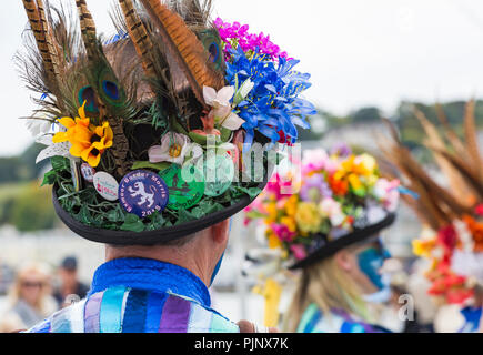 Swanage, Dorset, UK. 8th Sep, 2018. Crowds flock to the Swanage Folk Festival to see the dance groups and music along the seafront.  Morris dancers, Exmoor Border Morris group. Credit: Carolyn Jenkins/Alamy Live News Stock Photo