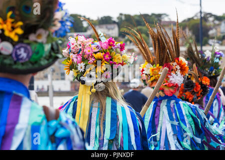 Swanage, Dorset, UK. 8th Sep, 2018. Crowds flock to the Swanage Folk Festival to see the dance groups and music along the seafront. Morris dancers, members of Exmoor Border Morris group perform. Credit: Carolyn Jenkins/Alamy Live News Stock Photo