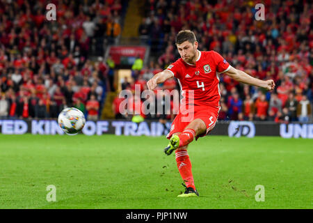 Cardiff, Cardiff, UK. 1st July, 2018. Ben Davies seen in action during the game.UEFA Nations League match between Wales and Republic of Ireland at Cardiff City Stadium. Wales beat Ireland 4:1. Credit: Ben Ryan/SOPA Images/ZUMA Wire/Alamy Live News Stock Photo