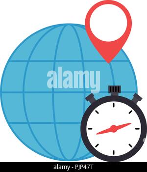 chronometer timer with planet Stock Vector