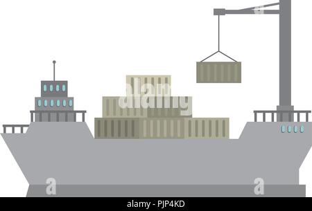 cargo ship with crane Stock Vector