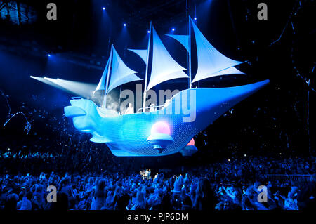 Flemish/Dutch children pop band K3 in concert in the Sportpaleis, Antwerp (Belgium, 03/03/2012) Stock Photo