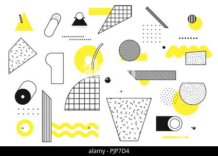 Universal trend halftone geometric shapes set Stock Vector