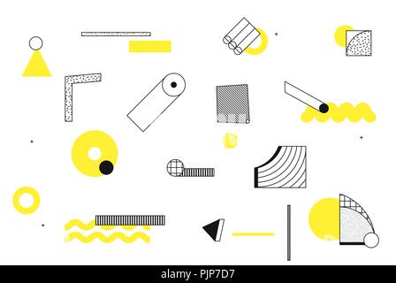 Universal trend halftone geometric shapes set Stock Vector