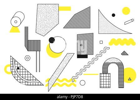 Universal trend halftone geometric shapes set Stock Vector