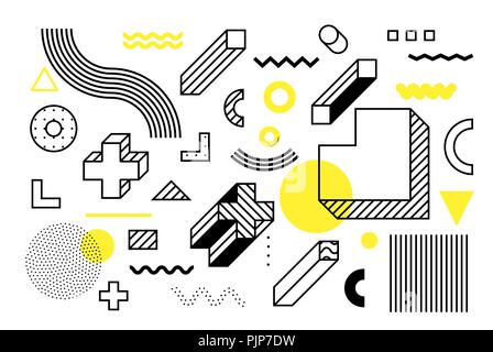 Universal trend halftone geometric shapes set Stock Vector
