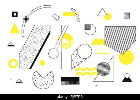Universal trend halftone geometric shapes set Stock Vector