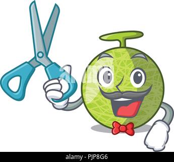 Barber fresh melon isolated on character cartoon Stock Vector