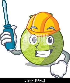 Automotive cartoon ripe melon fruit in the kitchen Stock Vector