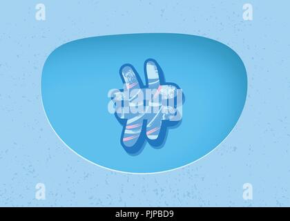 Vector hashtag symbol with papercut shape. Element for social media networks. Stock Vector
