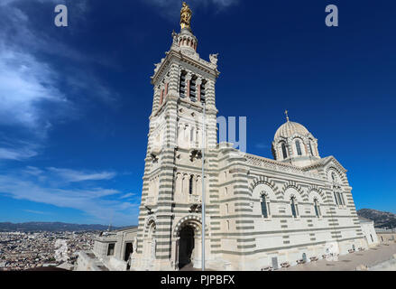 The historic church Notre Dame de la Garde of Marseille in South France . Stock Photo