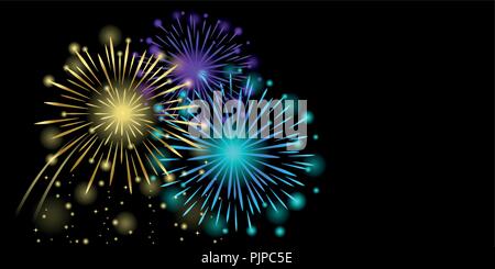 colorful new year fireworks celebration on a black background vector illustration EPS10 Stock Vector