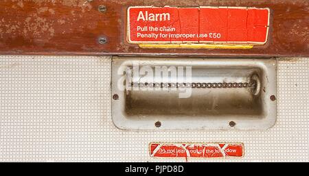 Emergency stop chain old fashioned  train fixture Stock Photo