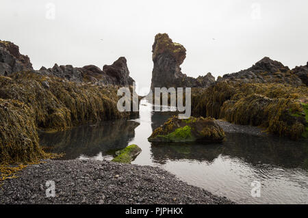 Djupalonssandur, Landscape in Iceland the land of Ice and fire (djúpalónssandur) Stock Photo