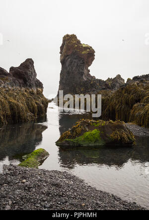 Djupalonssandur, Landscape in Iceland the land of Ice and fire (djúpalónssandur) Stock Photo