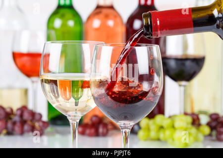 Wine pouring glass bottle red pour alcohol Stock Photo