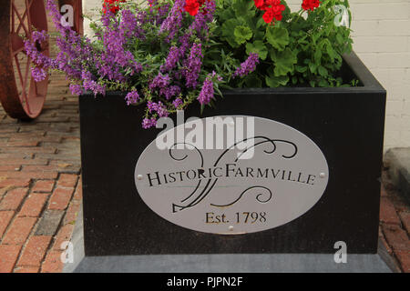 Flower decor in the historic train station of Farmville, VA, USA Stock Photo