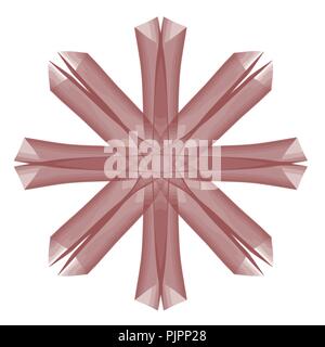 crimson red mandala watercolor star pattern on white background, vector illustration Stock Vector