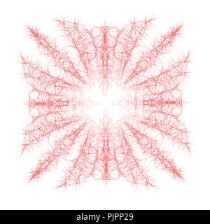 red mandala star watercolor pattern on white background, vector illustration Stock Vector