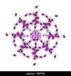 violet glowing mandala star ornament watercolor pattern on white background, vector illustration Stock Vector