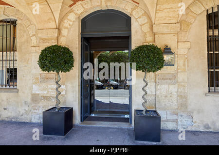 Entrance to the three starred Michelin restaurant L'Ambroisie at