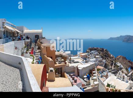 OIA, GREECE - AUGUST 2018: Beautiful houses of traditional Greek architecture on Santorini island Stock Photo