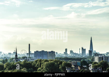 Hazy London Skyline From Greenwich Park Stock Photo