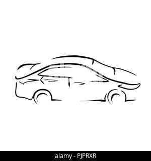 Simple sketch car. Vector illustration. Stock Vector