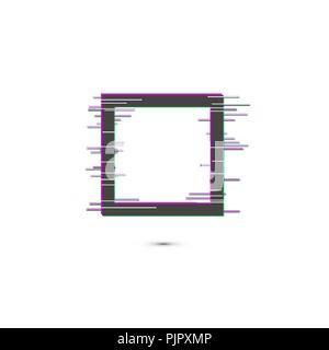 Vector glitch frames set. Geometric shapes with distortion effect.Glow Design for Graphic Design. Vector Illustration Stock Vector