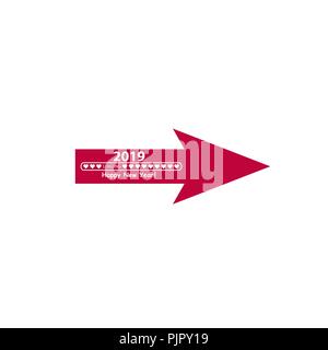 Creative happy new year 2019 design with loading bar. Flat design with shadow. Outline. Stock Vector