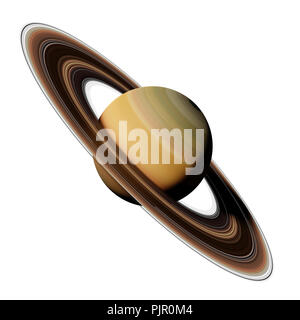planet Saturn isolated on white background, part of the solar system Stock Photo
