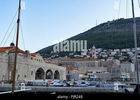 Views of the harbour entrances to Dubrovnik Old town, Croatia. Stock Photo