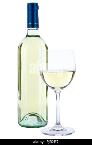 Wine bottle glass white alcohol isolated on a white background Stock Photo
