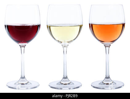 Wine glasses red rose alcohol isolated on a white background