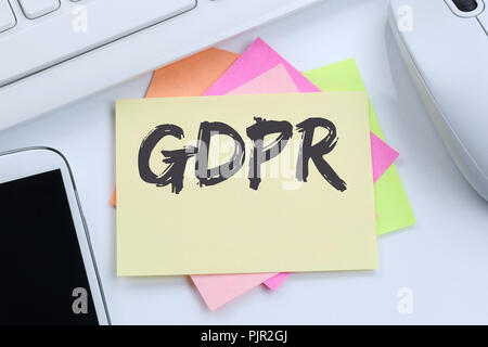 GDPR General Data Protection Regulation EU European Union websites internet business concept desk computer keyboard Stock Photo